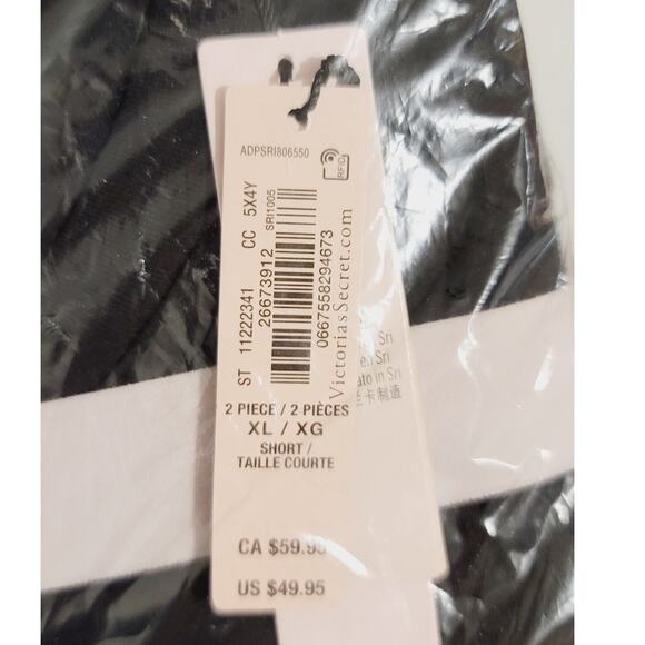 Victoria's Secret Flannel Jogger Tee-Jama Set Black XL Short NEW - Picture 7 of 10